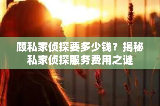顾私家侦探要多少钱？揭秘私家侦探服务费用之谜