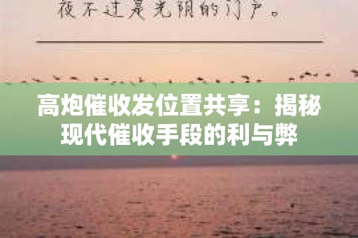 高炮催收发位置共享：揭秘现代催收手段的利与弊