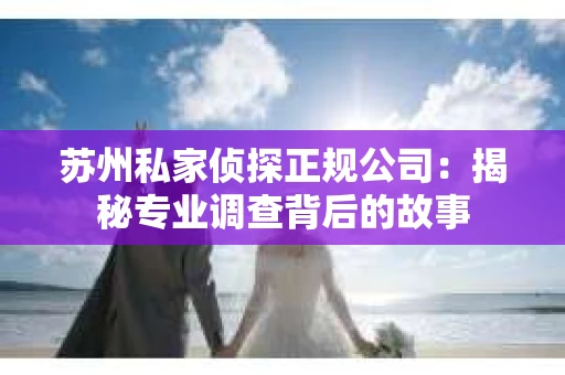 苏州私家侦探正规公司:揭秘专业调查背后的故事 苏州私家侦探正规公司:揭秘专业调查背后的故事